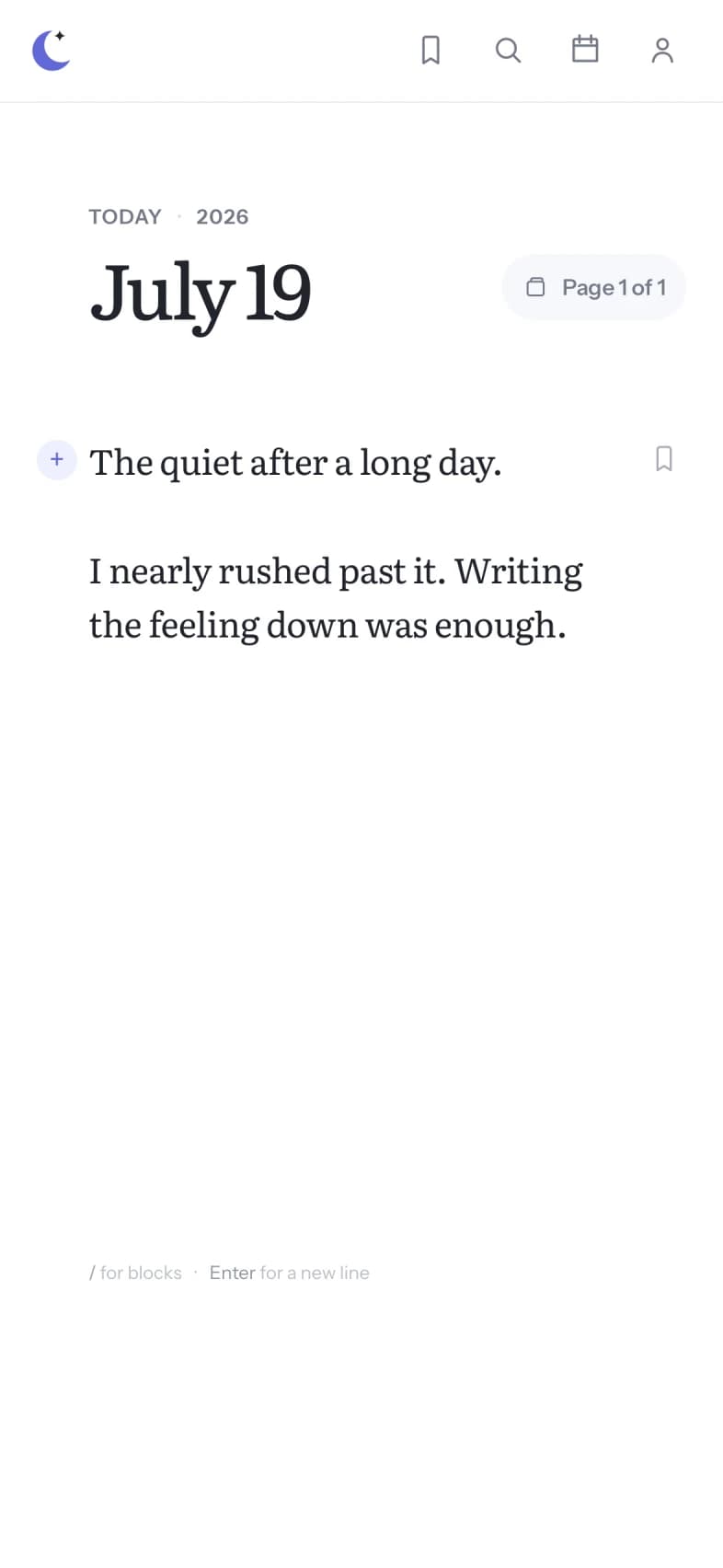 The Lunospark writing view on an iPhone-sized screen
